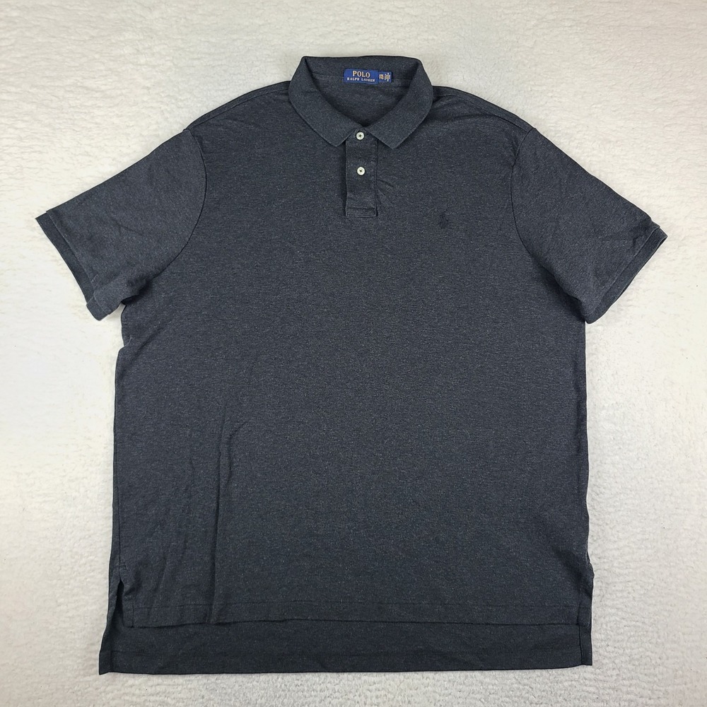 Polo Ralph Lauren Polo Shirt Mens 2XL XXL Gray Dark Charcoal Cotton Short Sleeve